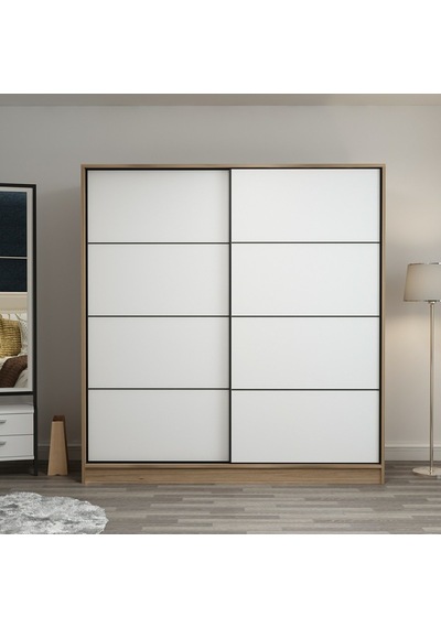 Minarmobilya Minar Kale 2 Kapaklı Sürgülü Dolap 180 Cm - Dore/Beyaz (541417044)