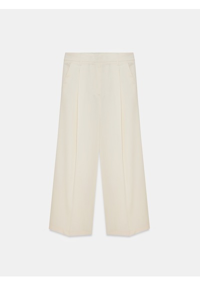 Dilvin 72657 Pileli Geniş Paça Pantolon-ekru