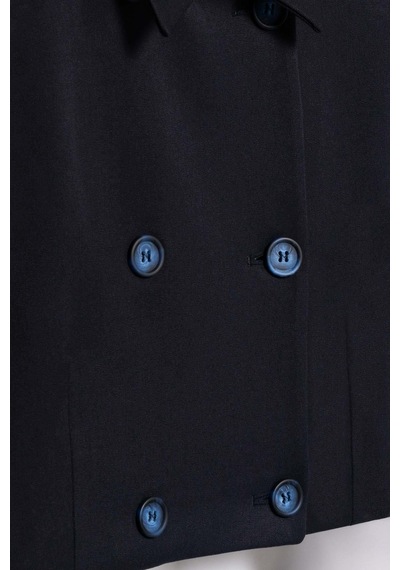 Kadın Lacivert Apolet Detaylı Crop Blazer Lacivert