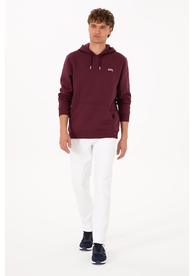 U.S. Polo Assn. Erkek Regular Fit Kapüşonlu Şardonlu Bordo Basic Sweatshirt 50315582-VR177