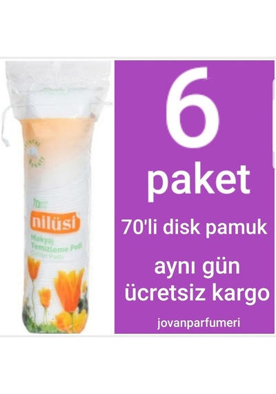 İpek Nilüsi Makyaj Pamuğu Disk Temizleme Pedi 6 x 70'li İpek Nilüsi Makyaj Pamuğu Disk Temizleme Pedi 6 x 70'li