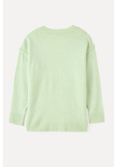 Mudo Kadın Kadın Mint Yeşil Loose Fit V Yaka Kazak 1264013
