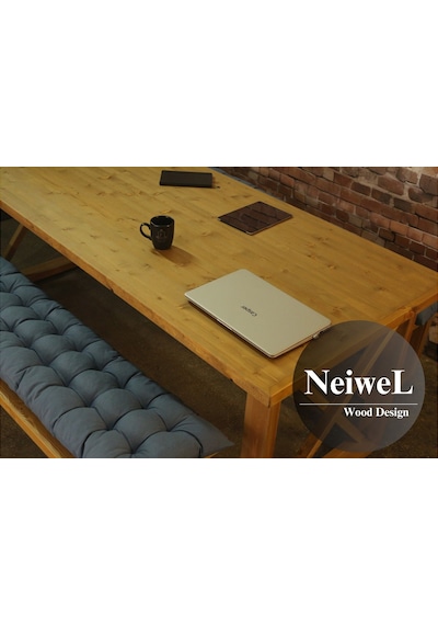 Neiwel Niel Doğal Ahşap Banklı Toplantı Masasıı x 120 x 220 Açık Ceviz