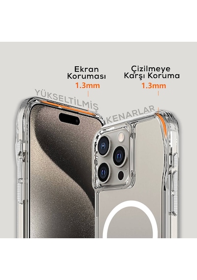 Zore İphone 15 Pro Kapak Magsafe Şarj Özellikli Aihttgli Şeffaf Ogaa İncek Kapak-şeffaf