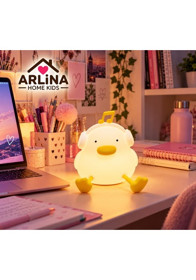 Sevimli Ördek Gece Lambası Rgb Renk Değiştiren Dokunmatik Silikon Bebek Çocuk Odası Şarjlı Led