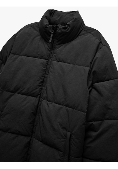 Koton Dik Yaka Cep Detaylı Fermuarlı İçi Polarlı Kışlık Mont Siyah 6wam20090hw Siyah