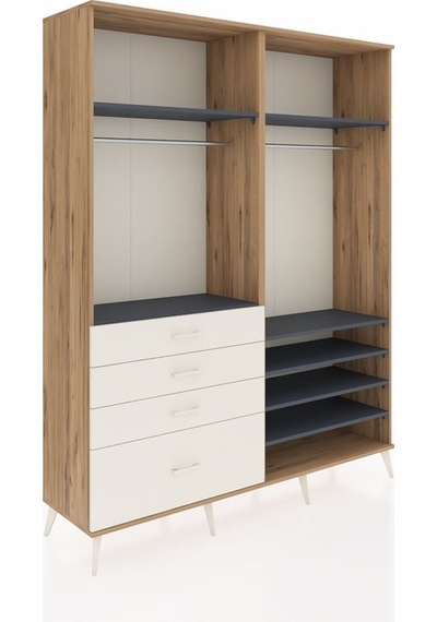 Hyperion Gardrop 7 Raflı 4 Çekmeceli 2 Askılı 176x44x221 Çam-antrasit/aytaşı Beyaz Hyperion Gardrop 7 Raflı 4 Çekmeceli 2 Askılı 176x44x221 Çam-antrasit/aytaşı Beyaz