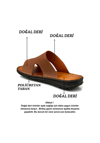 Sermoda Hakiki Gerçek Deri Erkek Terlik Hafif Terlik Deri A Taba