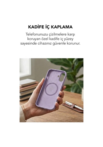 Apple İphone 16 Uyumlu Magsafe Lansman Silikon Kılıf Lila