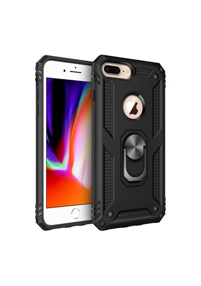 Apple iPhone Uyumlu  7 Plus Uyumlu Kılıf Sofya Yüzüklü Silikon Kapak - Siyah