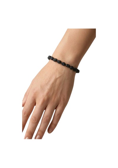 Doğal Şungit Bileklik Shungite Amorf Kesim Makrome Ayarlı 507-2 Siyah