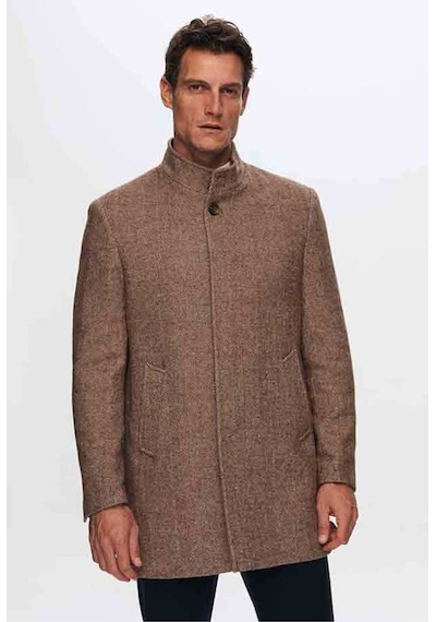 D's Damat Ds Damat Regular Fit Kahverengi Balıksırtı Kaban 1HF08ORT10003 Kahverengi