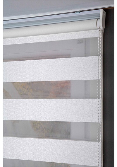 Oba Perde Pirilti Zebra Perde Beyaz 160 x 190