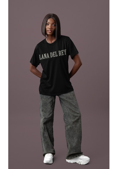 Sevbano Özel Tasarım Lana Del Rey Sırt Baskılı Unisex Oversize Şarkıcı Ti Siyah