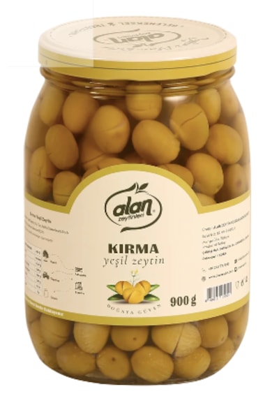 Kırma Yeşil Zeytin 141-160 Cam Kavanoz 900 Gr