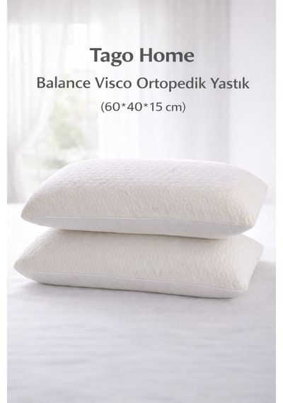Tago Home Balance Visco Ortopedik Yastık 60 40 15 Cm Beyaz