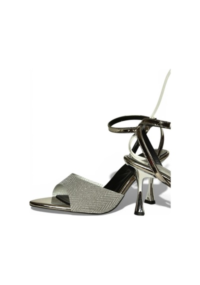 Fox Shoes Y820140034 Platin Ayna İnce Topuklu Kadın Abiye Ayakkabı Platin