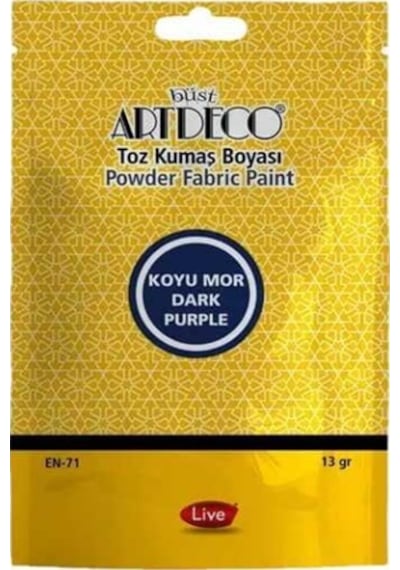 Artdeco Toz Kumaş Boyası 13gr Koyu Mor 2 Adet Ve 1 Adet Sabitleyici Koyu Mor