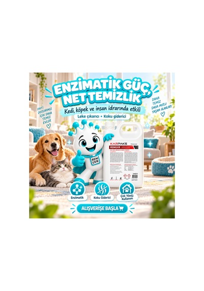Remuvr 5 Kg Enzimatik Leke Ve Koku Giderici İnsan, Kedi Köpek İdrarı, Kusmuk, Kahve Halı Koltuk Kumaş