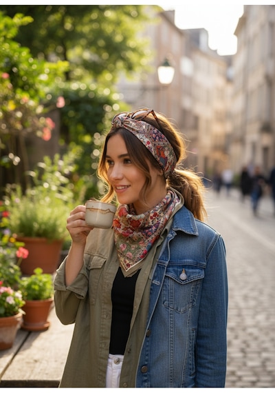 Jardind'art Desen 55x55cm Bandana/fular Çok Renkli
