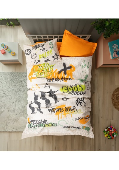 Cotton Box Genç Odası Tek Kişilik Complete Set Graffiti Oranj