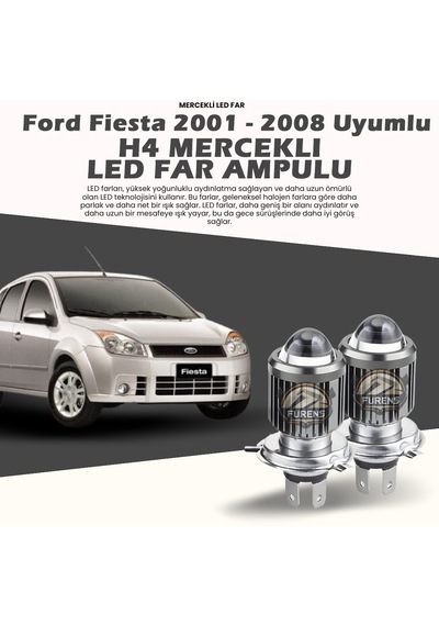 Ford Fıesta Mercek Led Xenon Uyumlu Uzun - Kısa Far Ampulü Çift Renk