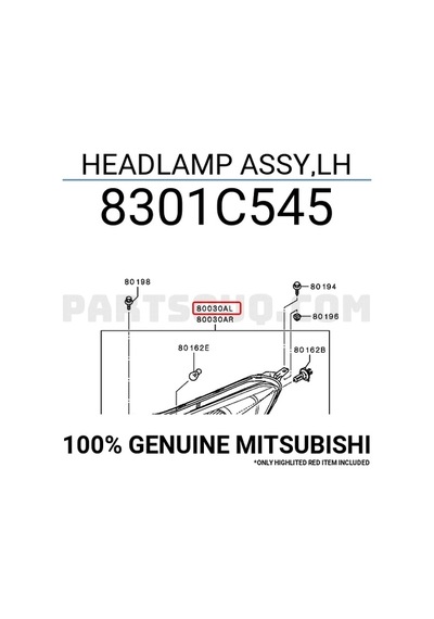 Japon Attrage A13 Benzin 2014- Far Sol Oem No:8301c545