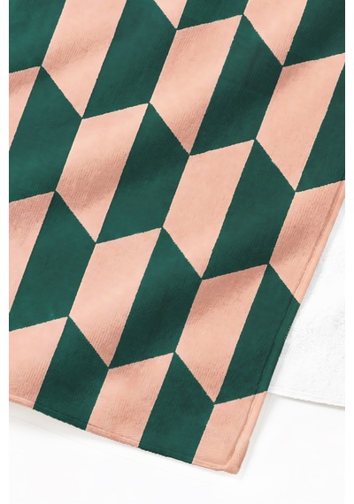 Geometrik Modern Şık Plaj Havlusu - Retro Somon Yeşil Akdeniz Hızlı Kuruyan Mikrofiber Havlu Eski Yasemin
