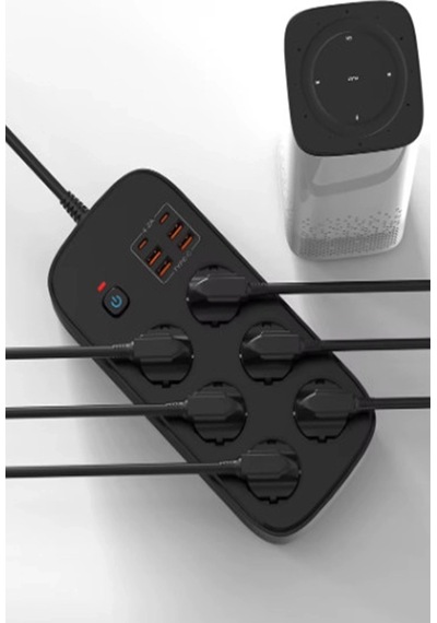Termal Akım Korumalı 6 Lü Priz 4x Usb 2x Type-c Çıkışlı Grup Priz Çoğaltıcı 3500w Siyah - 100 Diğer