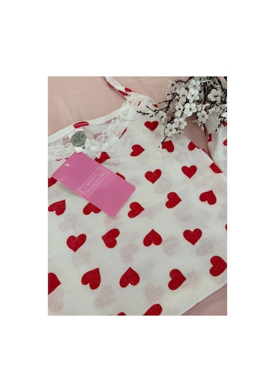 Mh Moony Homewears 2'li Kırmızı Kalp Askılı Şortlu Yazlık Pijama Takımı Kırmızı Bordo Mh Moony Homewears 2'li Kırmızı Kalp Askılı Şortlu Yazlık Pijama Takımı Kırmızı Bordo