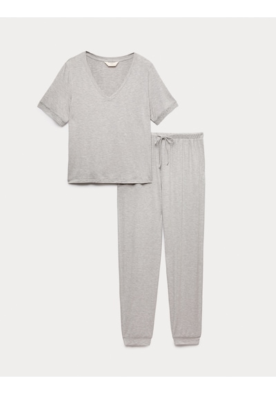 Marks & Spencer Dantel Detaylı Pijama Takımı T37002301J Gri