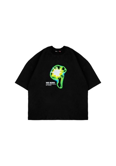 Startmore We Born Baskılı Beyaz Oversize Unisex Siyah
