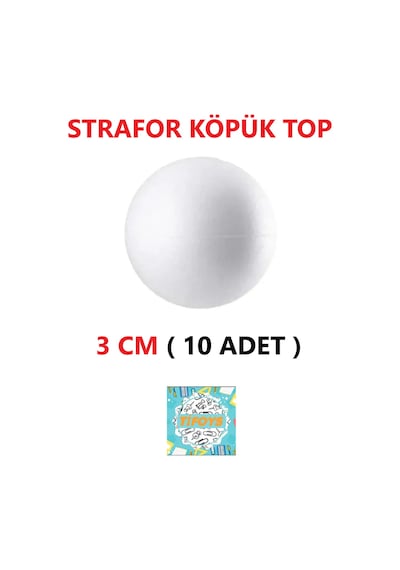 Strafor Köpük Top Küre Top Beyaz - 3 Cm - 10 Adet