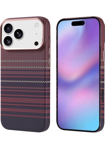 Apple Uyumlu iPhone 17 Pro Max Kılıf M-safe Şarj Özellikli Karbon Fiber Görünümlü Mkst Nekst Kapak - Kırmızı Kırmızı