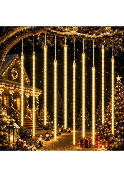 Yüksek Kalite Akan Işık Gün Işığı Yağmur Damlası Led Işık 10 Dal 45 Cm Çubuklar 360 Ledli 4.60 Metre