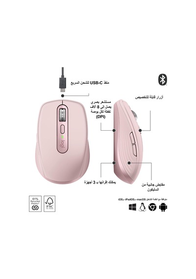 Mx Anywhere 3s Sessiz Kompakt Kablosuz Mouse, 8.000 Dpı Sensör İle Tüm Yüzeylerde Kullanım, Magspeed Elektromanyetik Kaydırma Özelliği, Usb C, Bluetooth, Windows Pc, Linux, Chrome, Mac, Pembe Mx Anywhere 3s Sessiz Kompakt Kablosuz Mouse, 8.000 Dpı Sensör İle Tüm Yüzeylerde Kullanım, Magspeed Elektromanyetik Kaydırma Özelliği, Usb C, Bluetooth, Windows Pc, Linux, Chrome, Mac, Pembe