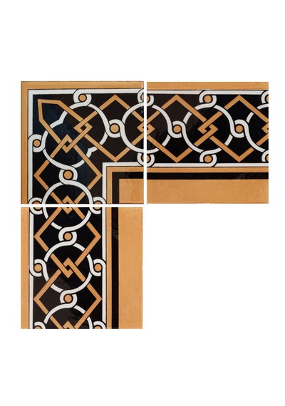 Armada Çini 20x20 cm KS 77 Zincir Desen Kütahya İznik Çini Bordür