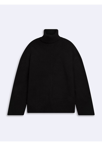 LTB Relaxed Fit Boğazlı Yaka Triko Siyah Kazak