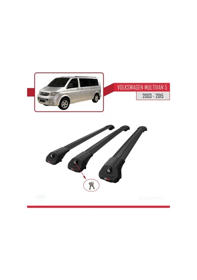 Volkswagen Multivan T5 2003-2015 Arası İle Uyumlu Ace-1 Ara Atkı Tavan Barı Siyah 3 Adet Bar