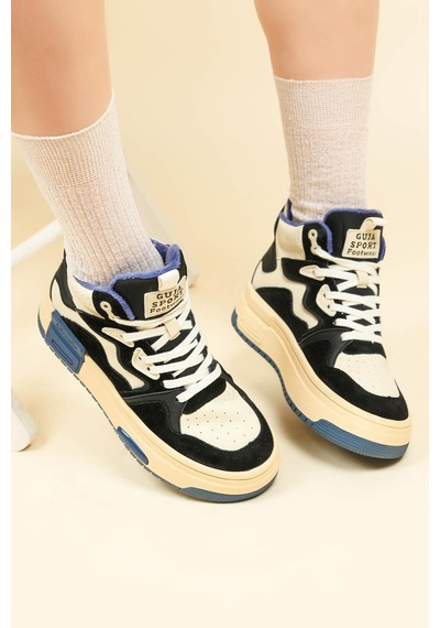 Guja Garnili Kalın Taban Sneakers Siyah-6015-siyah Siyah
