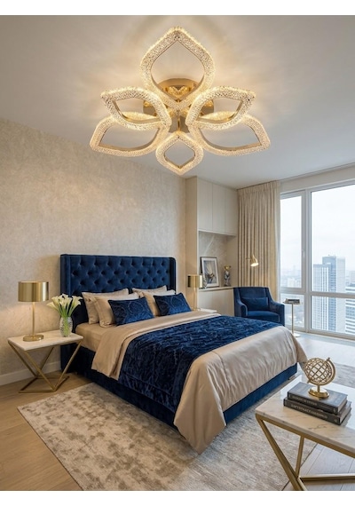 Çiçek 3+3'lü Ledli Gold Avize