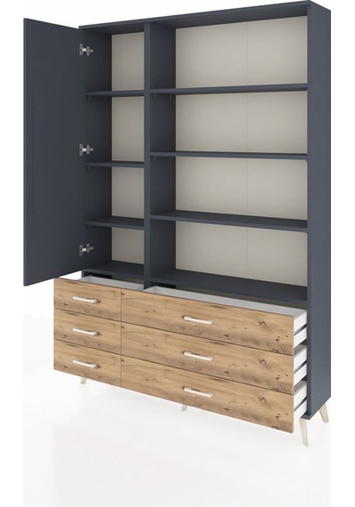 Arges Dolap 8 Raflı 6 Çekmeceli Tek Kapaklı 132x30x195 Antrasit-antrasit/çam Antrasıt/atlas Çam Arges Dolap 8 Raflı 6 Çekmeceli Tek Kapaklı 132x30x195 Antrasit-antrasit/çam Antrasıt/atlas Çam