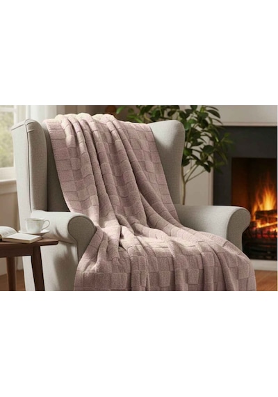 Merinos Fiona Stonecube Soft Battaniye 200x220 Pudra Açık Pudra