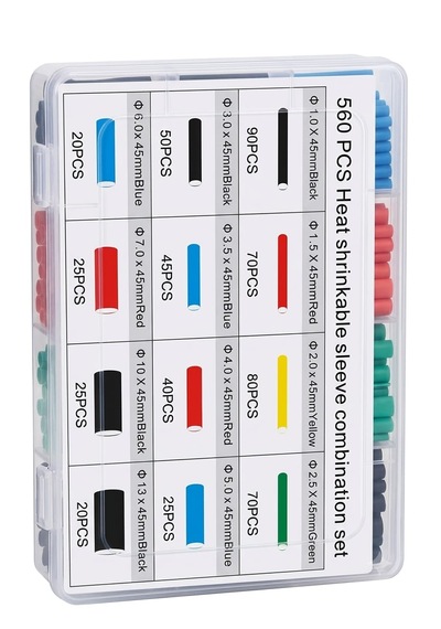 Termaltech 560 Parça Isı Ile Daralan Makaron Seti - Kablo Yalıtım Ve Tamir Kiti 5 Renk / 12 Boyut