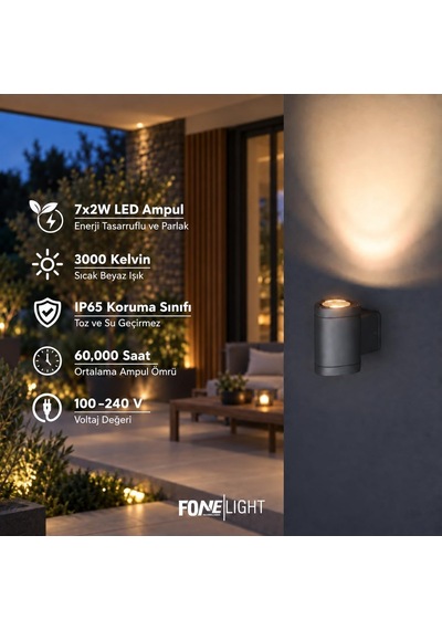 Gala Alüminyum Tek Yönlü Duvar Apliği - 11 Cm Kompakt Tasarım - Antrasit Gri Ip65 Su Geçirmez Dış Mekan Aydınlatması - 3000k Gün Işığı Dekoratif Bahçe Lambası - Korozyona Dayanıklı Alüminyum Gövde