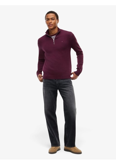 Tommy Hilfiger Tjm Slm Ess Lıght Zıp Swtr Ext Erkek Mor Kazak - Dm0dm21654