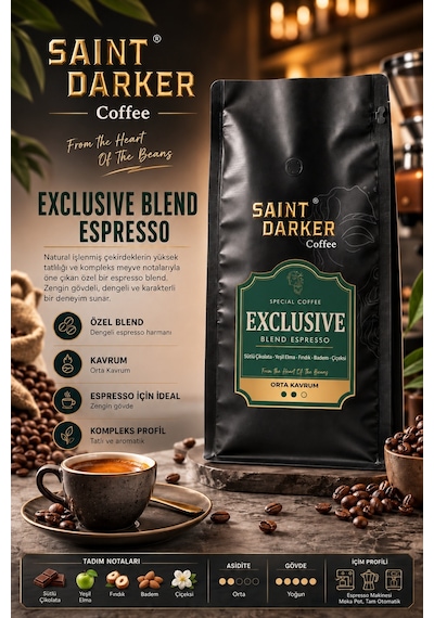 Saint Darker Exclusive Espresso Çekirdek Kahve 250 G