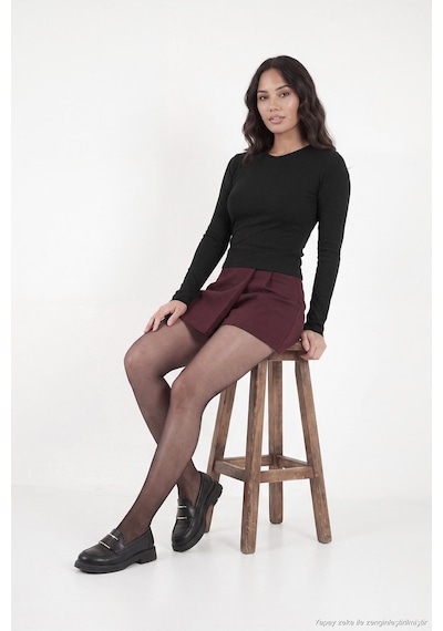 Lela Pamuklu Bisiklet Yaka Crop Bluz Kadın Bluz 5867060 Siyah