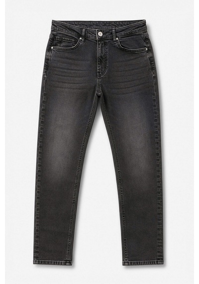 Erkek Slim Fit Düz Kesim Dar Paça Antrasit Jean Pantolon