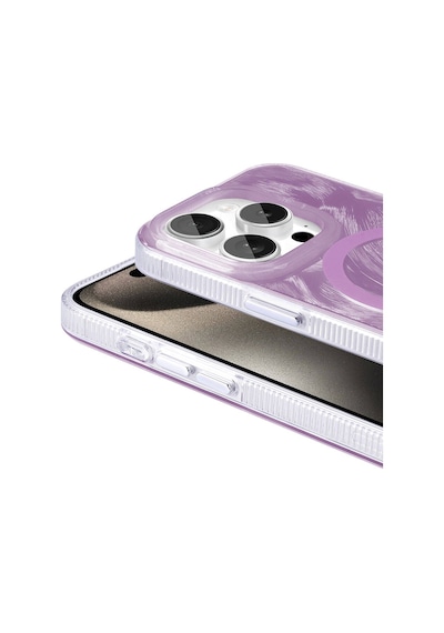 Goocamp Apple iPhone Uyumlu 15 Pro Kılıf Magsafe Şarj Özellikli Fırça Boya Desenli Palet Kapak - Pembe